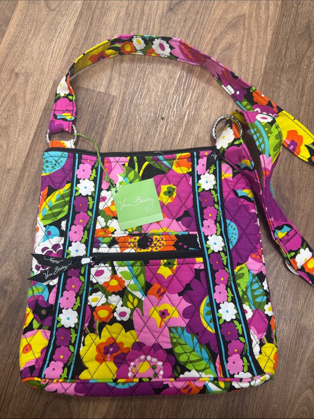 Vera Bradley Hipster Va Va Bloom Multicolor Purple Floral Quilted Crossbody Bag